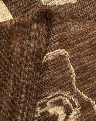 Contemporary Eclectic Brown Wool Area Rug 6' 8" x 9' 6" - Solo Rugs