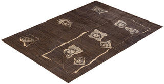 Contemporary Eclectic Brown Wool Area Rug 6' 8" x 9' 6" - Solo Rugs