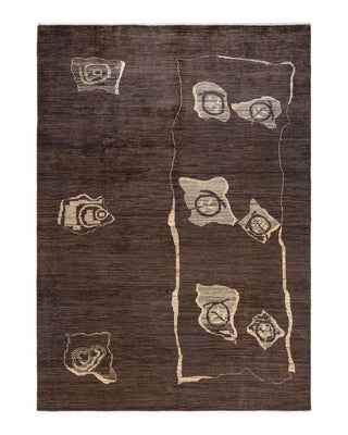 Contemporary Eclectic Brown Wool Area Rug 6' 8" x 9' 6" - Solo Rugs