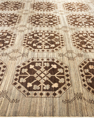 Contemporary Eclectic Ivory Wool Area Rug 7' 10" x 9' 10" - Solo Rugs
