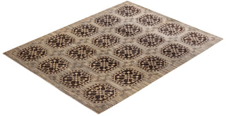 Contemporary Eclectic Ivory Wool Area Rug 7' 10" x 9' 10" - Solo Rugs