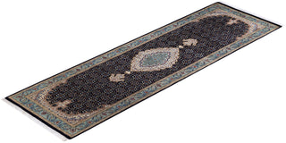 Traditional Mogul Blue Wool Runner 2' 7" x 8' 4" - Solo Rugs