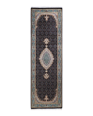 Traditional Mogul Blue Wool Runner 2' 7" x 8' 4" - Solo Rugs
