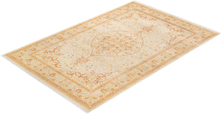 Traditional Mogul Ivory Wool Area Rug 6' 3" x 9' 4" - Solo Rugs