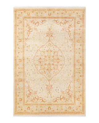 Traditional Mogul Ivory Wool Area Rug 6' 3" x 9' 4" - Solo Rugs