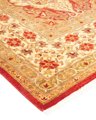 Traditional Mogul Orange Wool Area Rug 5' 4" x 6' 9" - Solo Rugs