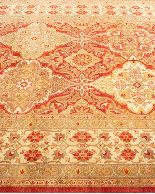 Traditional Mogul Orange Wool Area Rug 5' 4" x 6' 9" - Solo Rugs