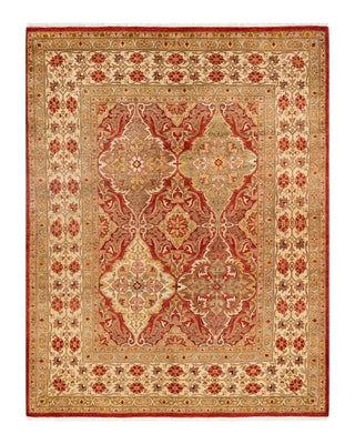 Traditional Mogul Orange Wool Area Rug 5' 4" x 6' 9" - Solo Rugs