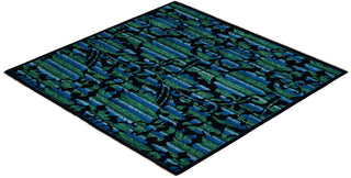 Contemporary Arts & Crafts Black Wool Square Area Rug 6' 1" x 6' 2" - Solo Rugs