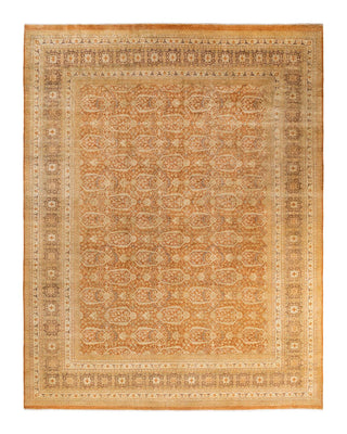 Traditional Mogul Brown Wool Area Rug 9' 0" x 11' 9" - Solo Rugs