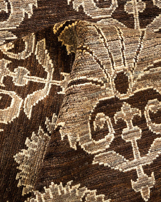 Contemporary Eclectic Brown Wool Area Rug 6' 10" x 10' 0" - Solo Rugs