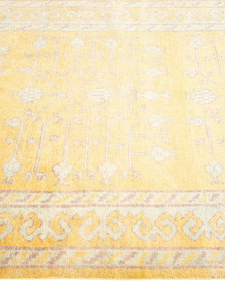 Contemporary Eclectic Yellow Wool Runner 3' 6" x 9' 0" - Solo Rugs