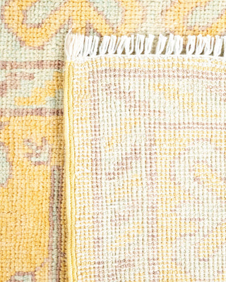Contemporary Eclectic Yellow Wool Runner 3' 6" x 9' 0" - Solo Rugs