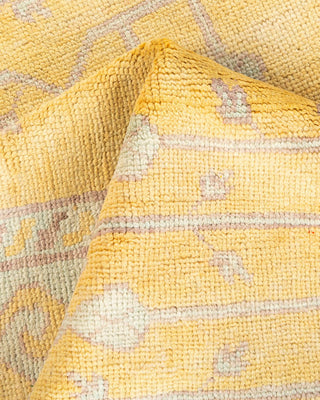 Contemporary Eclectic Yellow Wool Runner 3' 6" x 9' 0" - Solo Rugs