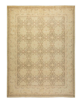 Contemporary Eclectic Ivory Wool Area Rug 7' 9" x 10' 5" - Solo Rugs