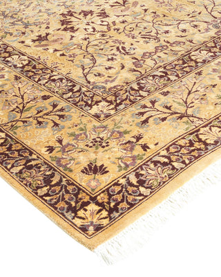 Traditional Mogul Yellow Wool Area Rug 6' 0" x 8' 8" - Solo Rugs