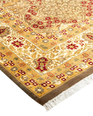 Traditional Mogul Brown Wool Area Rug 6' 0" x 9' 5" - Solo Rugs