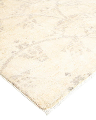 Contemporary Suzani Ivory Wool Square Area Rug 7' 10" x 8' 3" - Solo Rugs