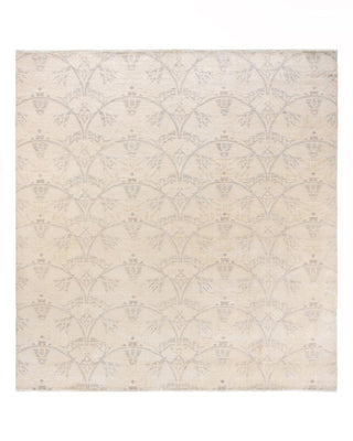 Contemporary Suzani Ivory Wool Square Area Rug 7' 10" x 8' 3" - Solo Rugs