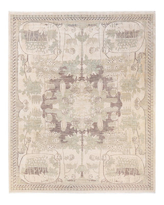 Contemporary Eclectic Ivory Wool Area Rug 8' 2" x 9' 9" - Solo Rugs