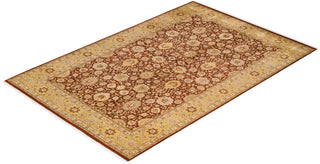Traditional Mogul Brown Wool Area Rug 6' 1" x 9' 3" - Solo Rugs