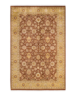 Traditional Mogul Brown Wool Area Rug 6' 1" x 9' 3" - Solo Rugs