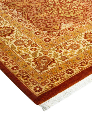 Traditional Mogul Orange Wool Area Rug 6' 3" x 9' 4" - Solo Rugs