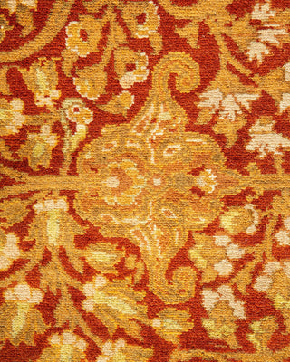 Traditional Mogul Orange Wool Area Rug 6' 3" x 9' 4" - Solo Rugs