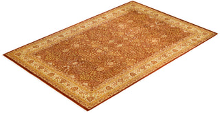 Traditional Mogul Orange Wool Area Rug 6' 3" x 9' 4" - Solo Rugs