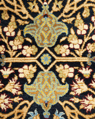 Traditional Mogul Black Wool Area Rug 6' 2" x 8' 10" - Solo Rugs