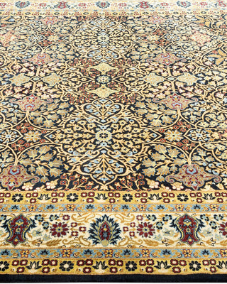 Traditional Mogul Black Wool Area Rug 6' 2" x 8' 10" - Solo Rugs