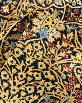 Traditional Mogul Black Wool Area Rug 6' 2" x 8' 10" - Solo Rugs