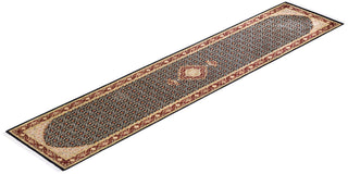Traditional Mogul Black Wool Runner 2' 7" x 12' 2" - Solo Rugs