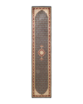 Traditional Mogul Black Wool Runner 2' 7" x 12' 2" - Solo Rugs