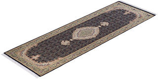 Traditional Mogul Blue Wool Runner 2' 7" x 8' 2" - Solo Rugs