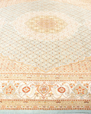 Traditional Mogul Light Blue Wool Area Rug 8' 1" x 10' 5" - Solo Rugs