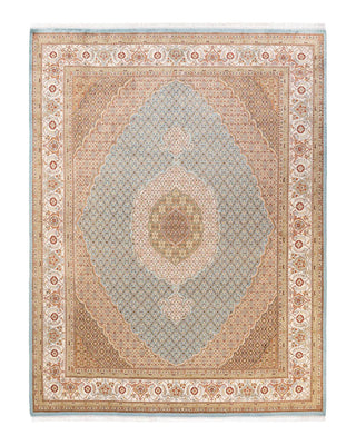 Traditional Mogul Light Blue Wool Area Rug 8' 1" x 10' 5" - Solo Rugs