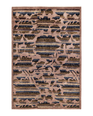 Contemporary Eclectic Beige Wool Area Rug 4' 2" x 6' 0" - Solo Rugs