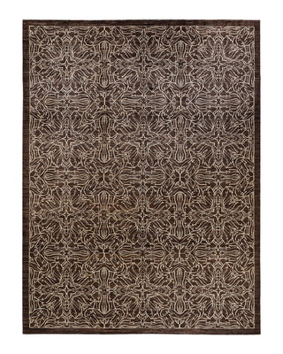 Contemporary Eclectic Brown Wool Area Rug 10' 3" x 13' 9" - Solo Rugs