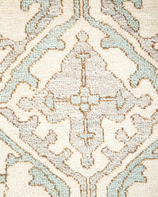 Contemporary Eclectic Ivory Wool Area Rug 4' 1" x 6' 6" - Solo Rugs