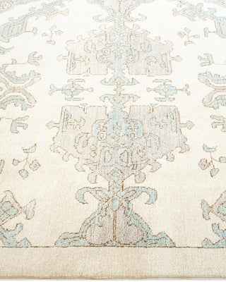 Contemporary Eclectic Ivory Wool Area Rug 4' 1" x 6' 6" - Solo Rugs