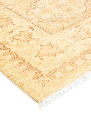 Contemporary Eclectic Ivory Wool Runner 3' 4" x 12' 10" - Solo Rugs