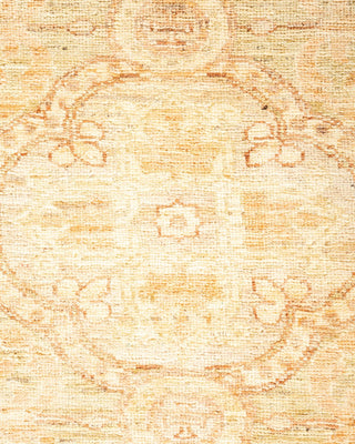 Contemporary Eclectic Ivory Wool Runner 3' 4" x 12' 10" - Solo Rugs