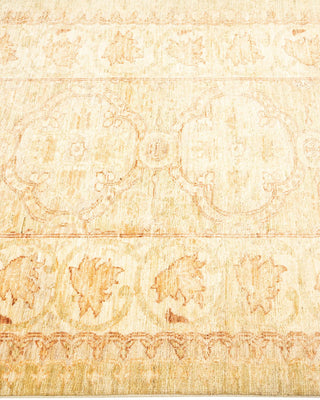 Contemporary Eclectic Ivory Wool Runner 3' 4" x 12' 10" - Solo Rugs