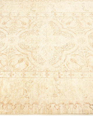 Contemporary Eclectic Ivory Wool Runner 3' 3" x 10' 7" - Solo Rugs