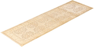 Contemporary Eclectic Ivory Wool Runner 3' 3" x 10' 7" - Solo Rugs