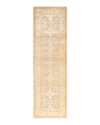 Contemporary Eclectic Ivory Wool Runner 3' 3" x 10' 7" - Solo Rugs