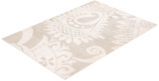 Contemporary Eclectic Ivory Wool Area Rug 5' 10" x 8' 10" - Solo Rugs