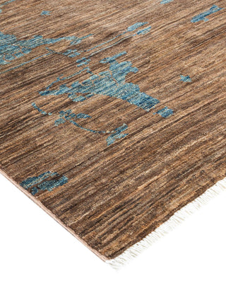 Contemporary Eclectic Brown Wool Area Rug 7' 10" x 9' 9" - Solo Rugs