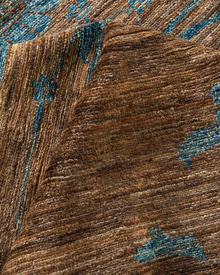 Contemporary Eclectic Brown Wool Area Rug 7' 10" x 9' 9" - Solo Rugs